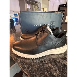 Cole Haan Grand Plus Plain Toe Oxford Black Leather Ivory C36934 Mens Shoes 10 M